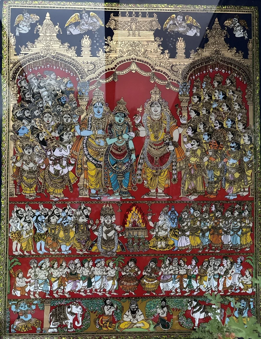 Meenakshi Kalyanam, reverse Thanjavur painting